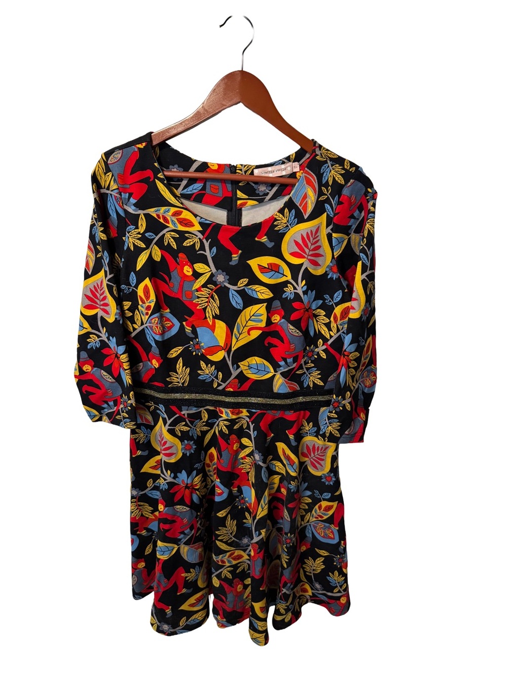 Traffic People Black Floral Print Long Sleeve Dress